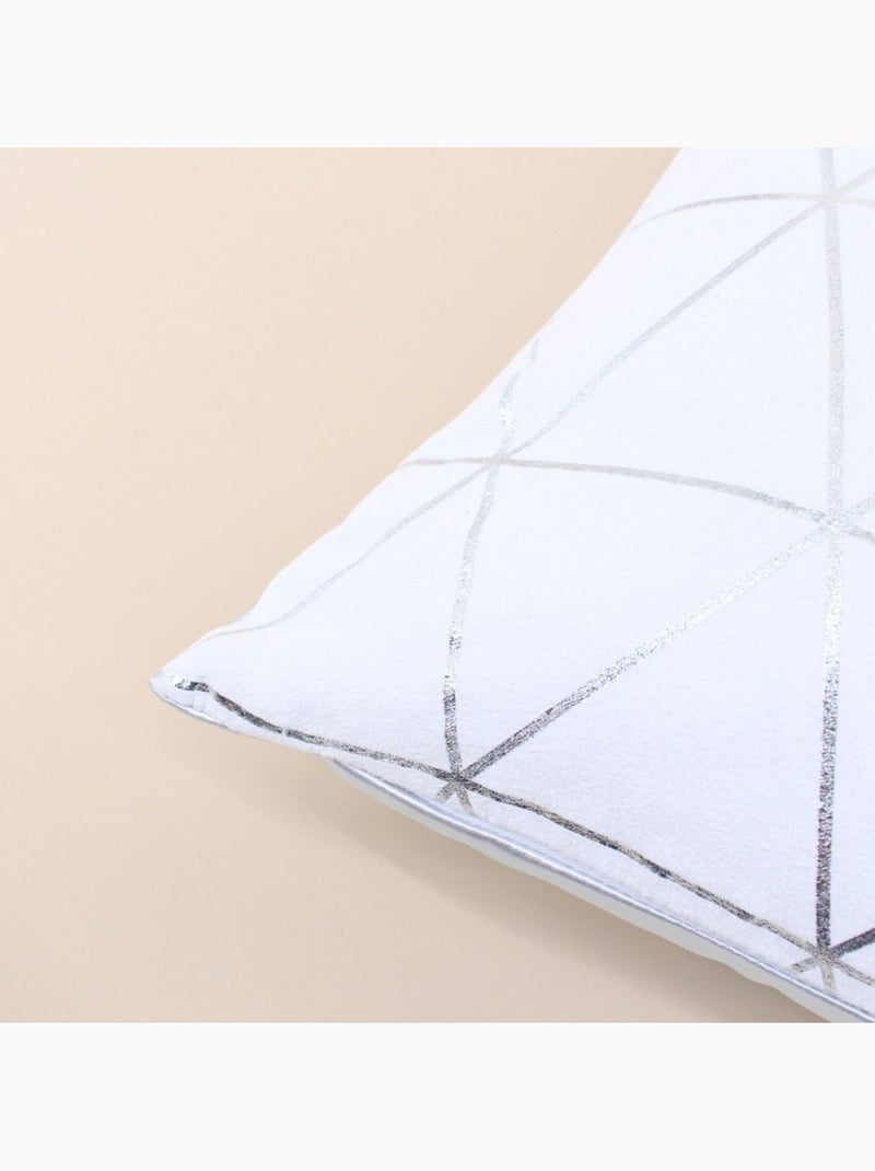 Coussin graphique blanc, argent 40x40cm Blanc - Kiabi