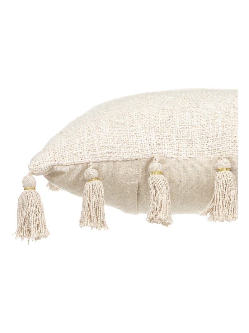 Coussin gypsy avec pompons Beige chiné - Kiabi