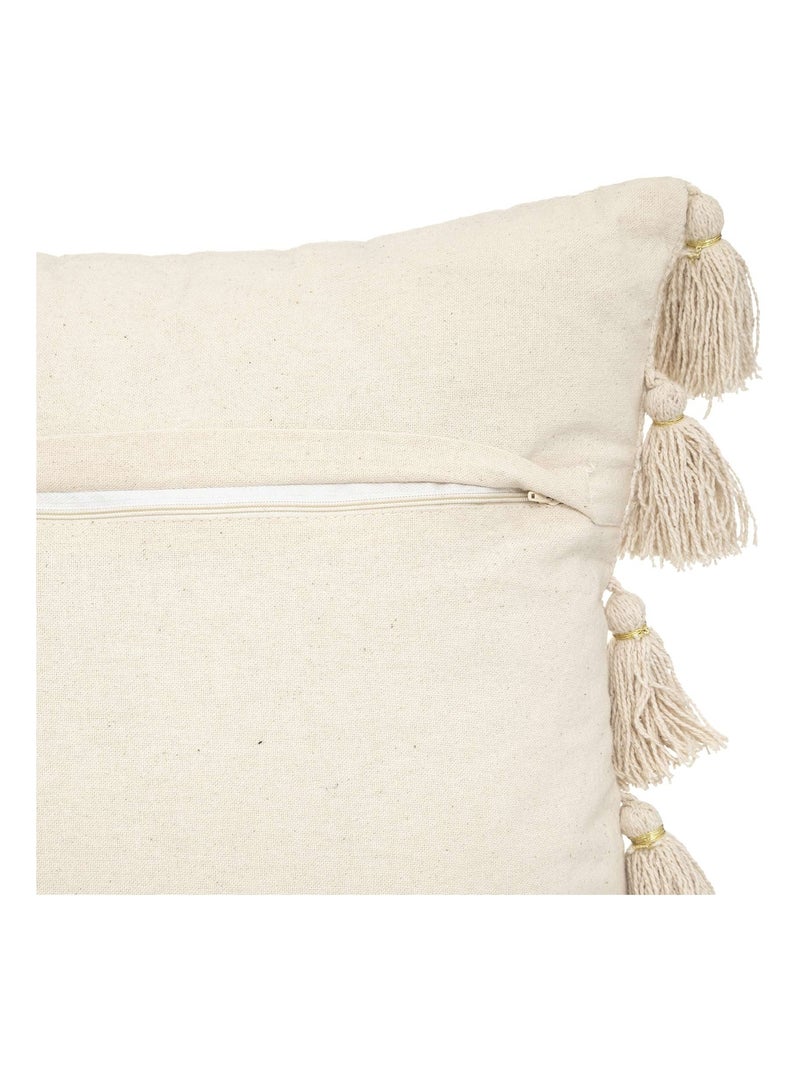 Coussin gypsy avec pompons Beige chiné - Kiabi