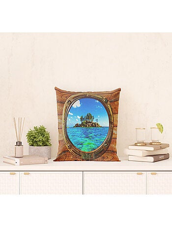Coussin hublot de bateau - 45 cm x 45 cm