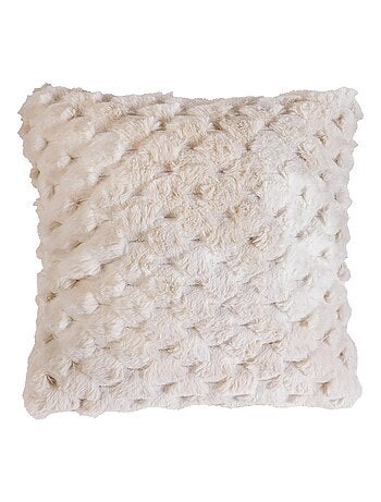 Coussin Imitation Fourrure avec Relief Géométrique
