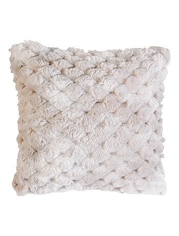 Coussin Imitation Fourrure avec Relief Géométrique