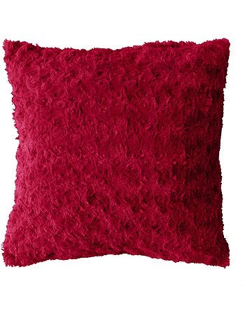 Coussin imitation Fourrure Himalaya rouge