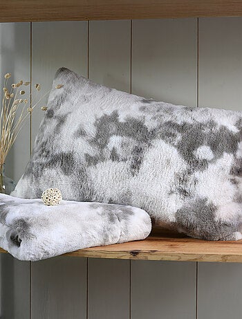 Coussin imitation fourrure marbre