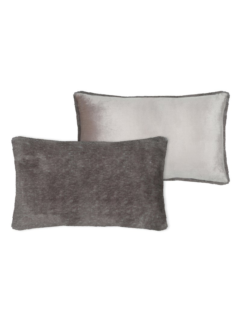 Coussin imitation fourrure ultra douce Taupe - Kiabi