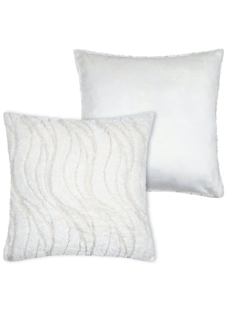 Coussin imitation fourrure vagues Ecru - Kiabi
