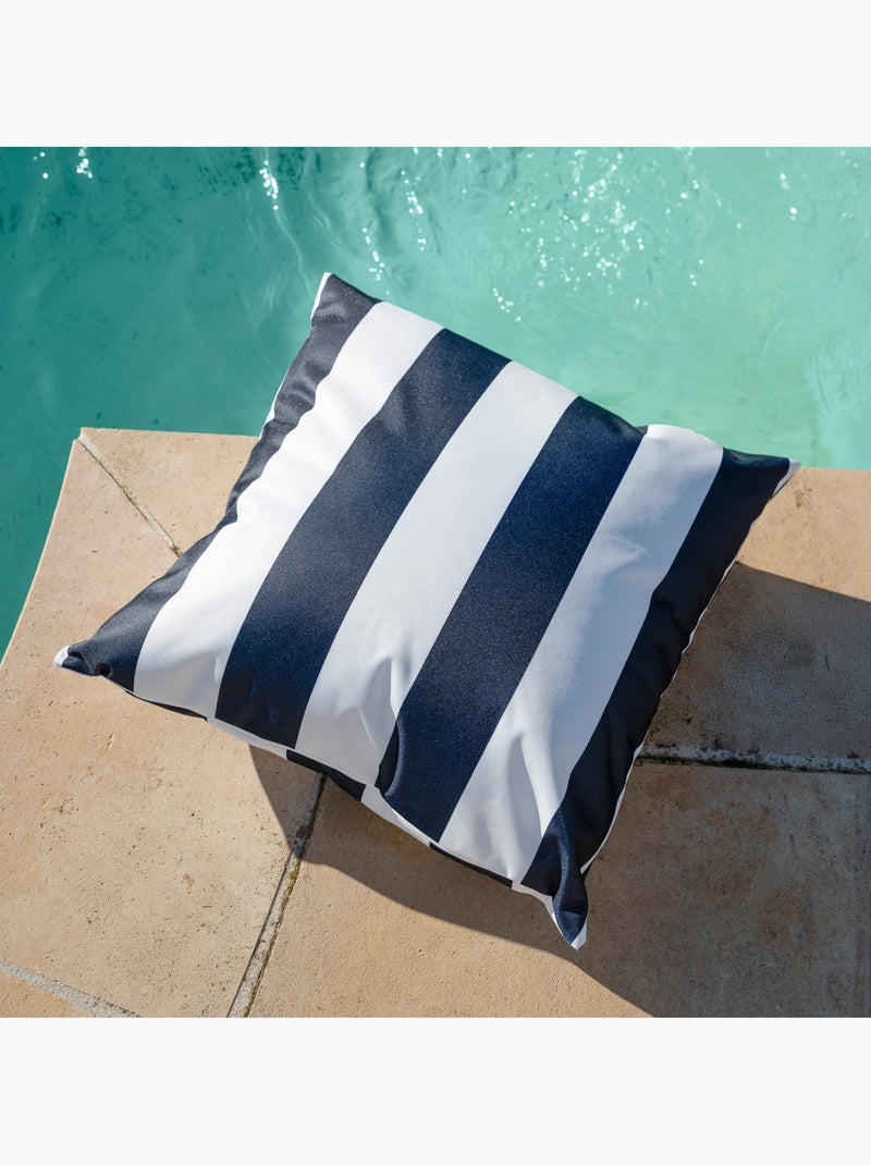 Coussin imperméable déhoussable à rayures ARCACHON Bleu foncé - Kiabi