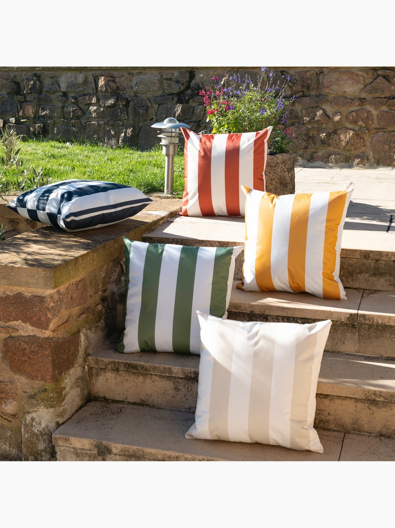 Coussin imperméable déhoussable à rayures ARCACHON Bleu foncé - Kiabi