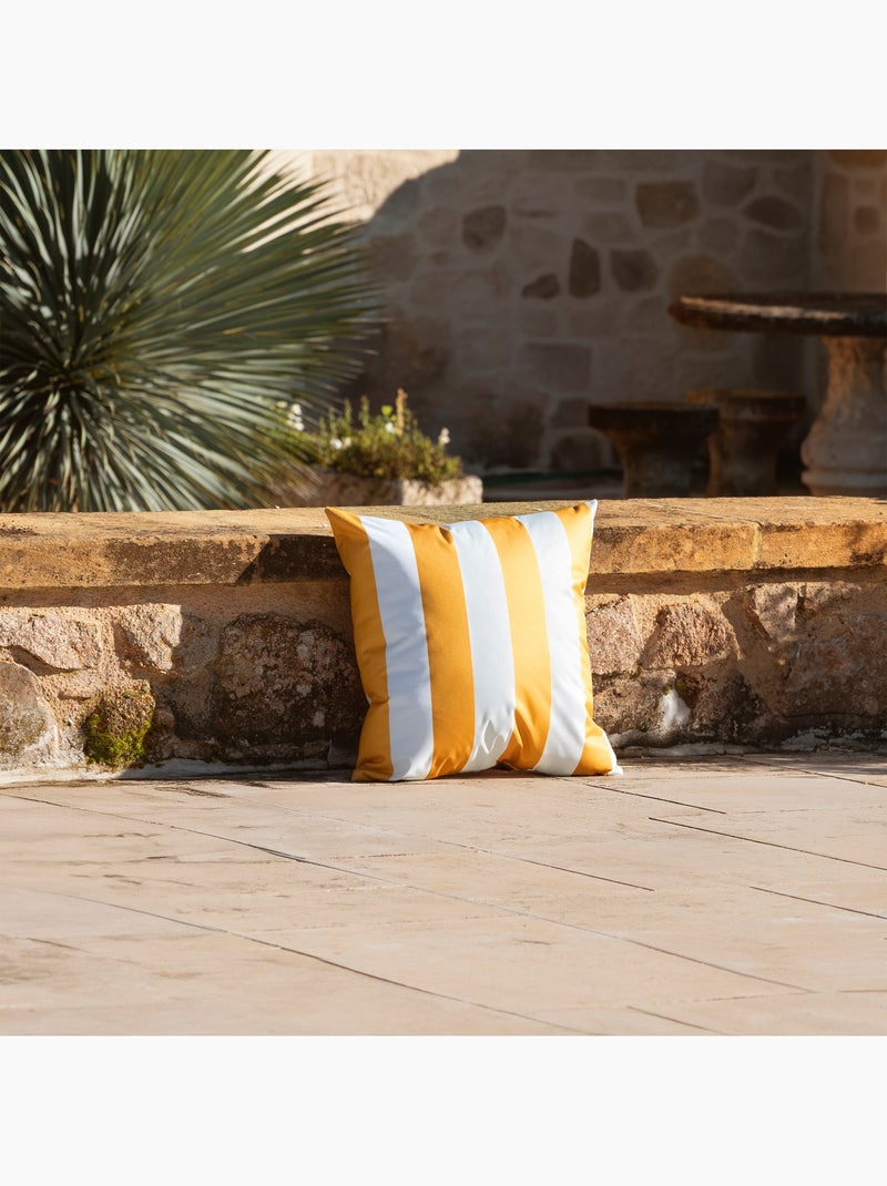 Coussin imperméable déhoussable à rayures ARCACHON Jaune - Kiabi