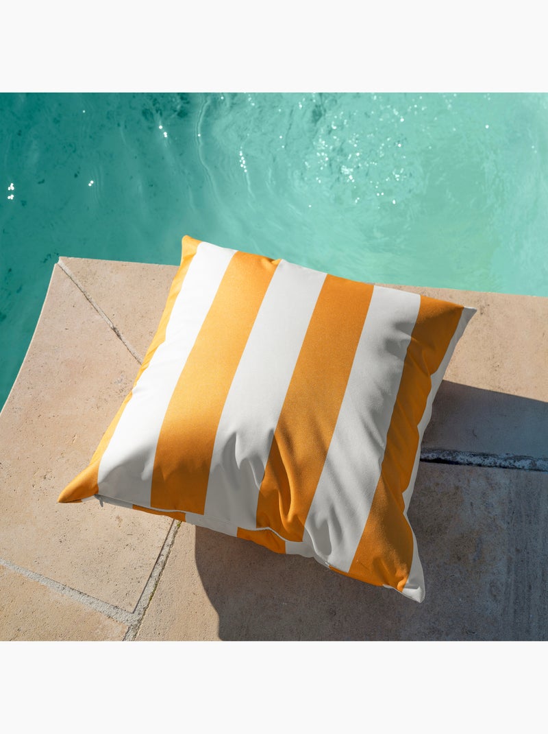 Coussin imperméable déhoussable à rayures ARCACHON Jaune - Kiabi