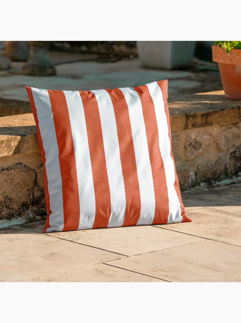 Coussin imperméable déhoussable à rayures ARCACHON Terracotta - Kiabi