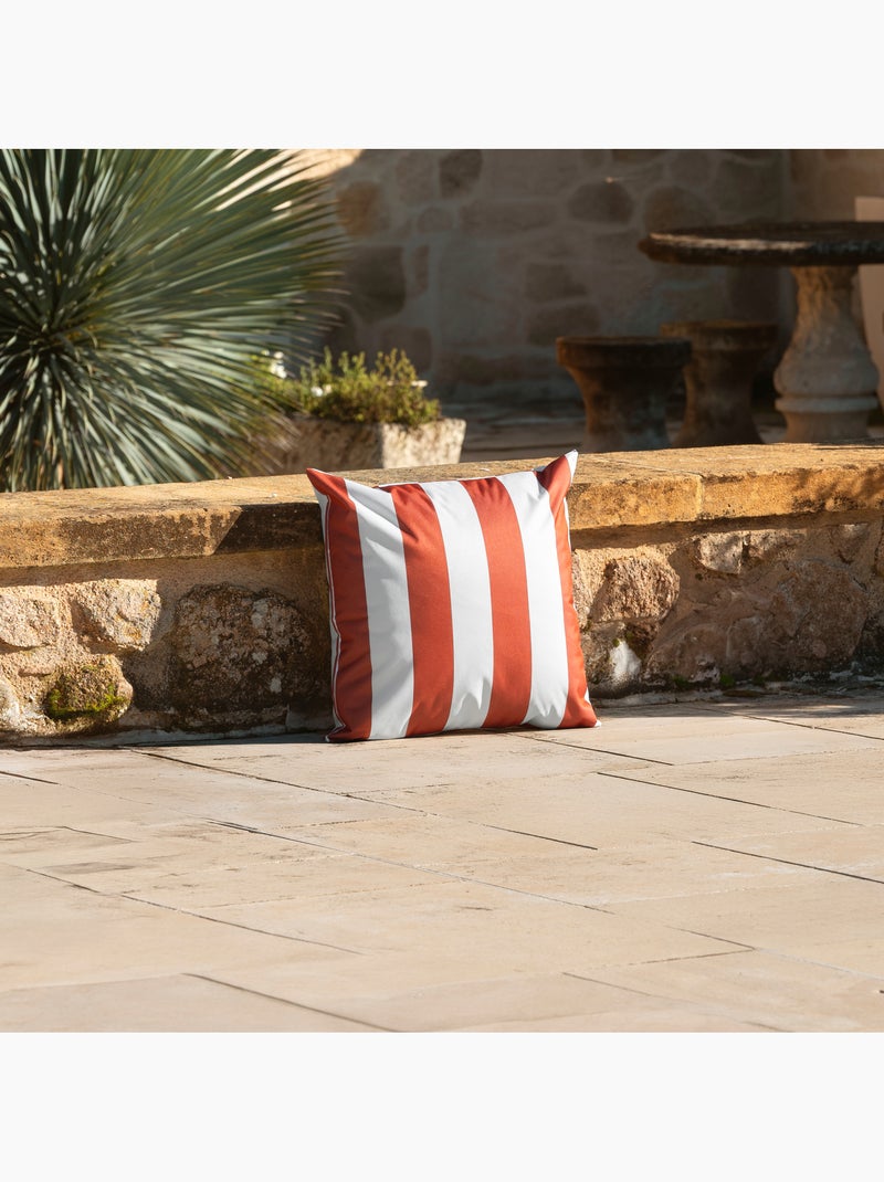 Coussin imperméable déhoussable à rayures ARCACHON Terracotta - Kiabi