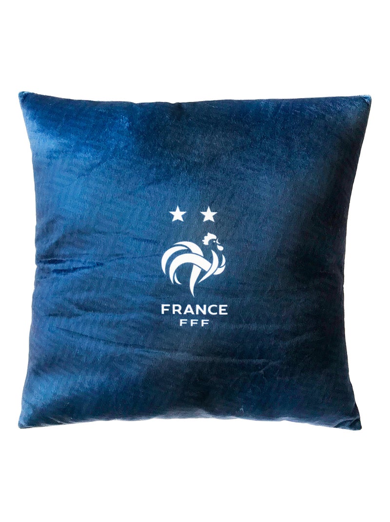 Coussin imprimé 100% coton, FFF JACQUARD Bleu - Kiabi