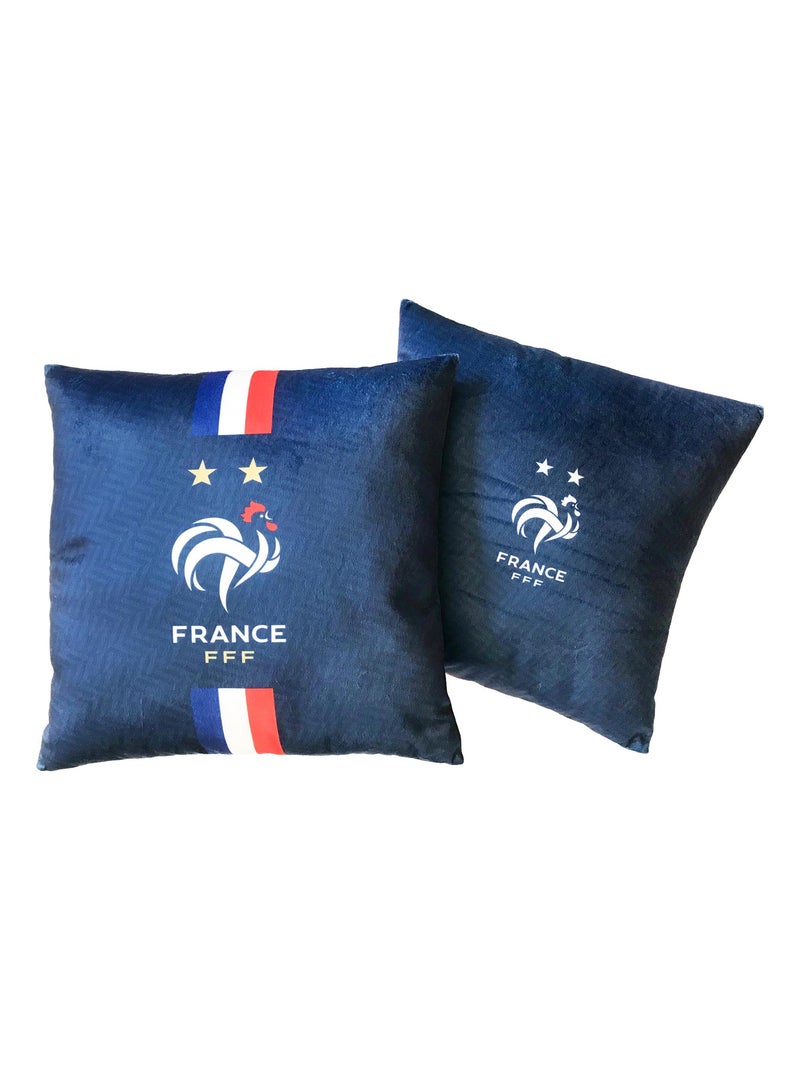 Coussin imprimé 100% coton, FFF JACQUARD Bleu - Kiabi