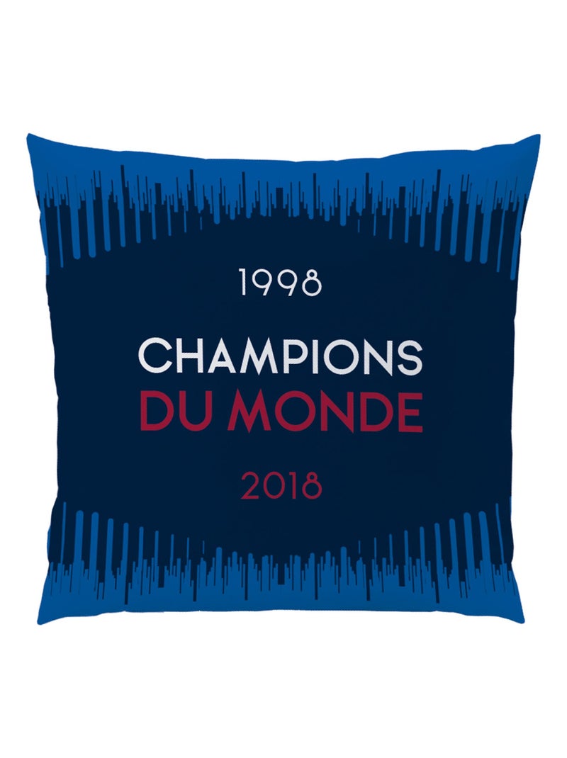 Coussin imprimé 100% polyester, FFF CHAMPIONS Bleu - Kiabi