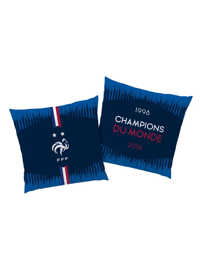 Coussin imprimé 100% polyester, FFF CHAMPIONS Bleu - Kiabi