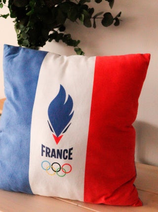 Coussin imprimé 100% polyester, PARIS 2024 EQUIPE DE FRANCE OLYMPIQUE DRAPEAU