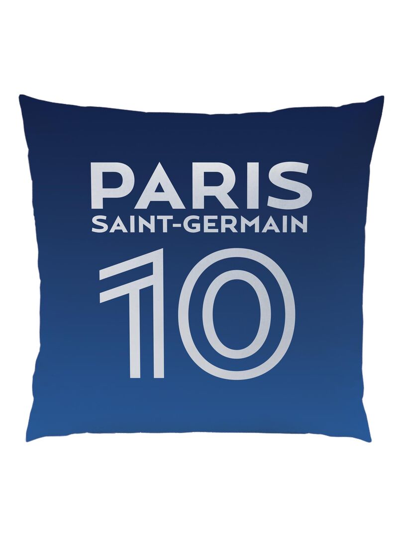 Coussin PSG 36x36cm - Logo Brodé - Polyester Bleu - Décoration Supporter