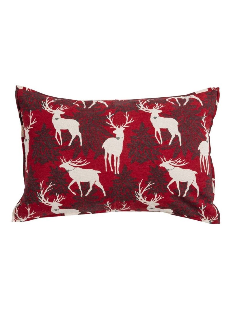 COUSSIN IMPRIME CERF ROUGE COTON RECYCLE 40X60 Rouge - Kiabi