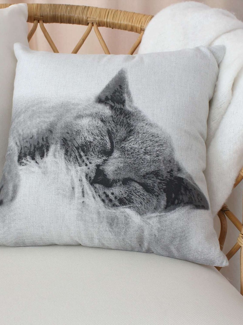 Coussin imprimé chat Blanc - Kiabi