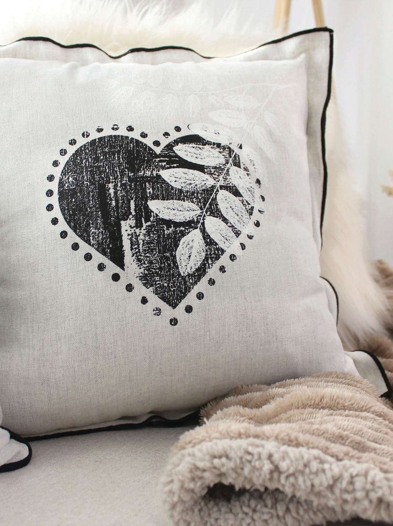 Coussin imprimé cœurs EPICÉA Beige - Kiabi