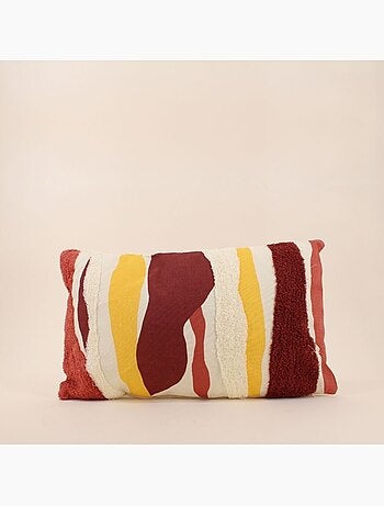Coussin imprimé coloré et brodé bouclette 30x50cm