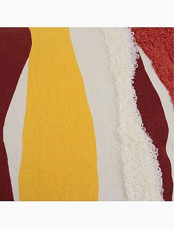 Coussin imprimé coloré et brodé bouclette 30x50cm