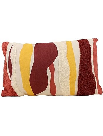 Coussin imprimé coloré et brodé bouclette 30x50cm