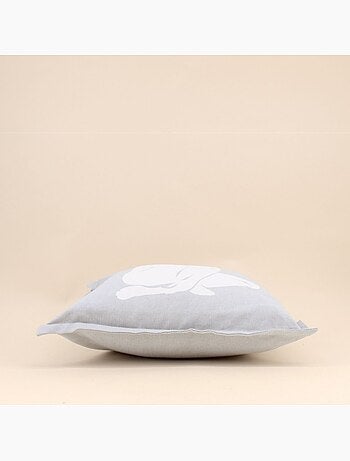 Coussin imprimé corps femme gris 40cm
