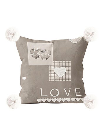 Coussin imprimé en polaire microfibre 45x45 cm LOVE, par Soleil d'Ocre