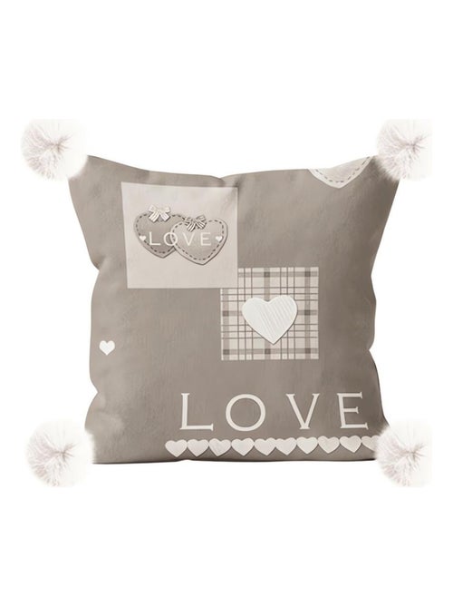 Coussin imprimé en polaire microfibre 45x45 cm LOVE, par Soleil d'Ocre - Kiabi