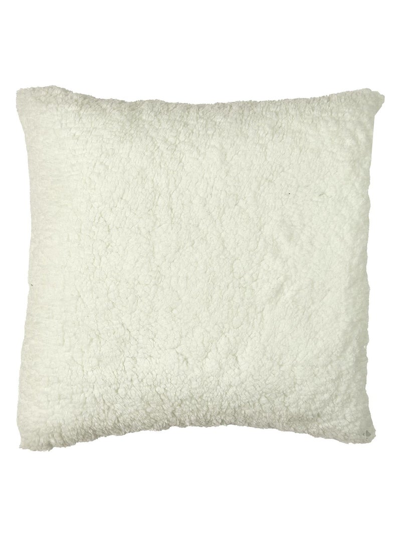 Coussin imprimé et sherpa collection LYDIE Blanc Marron - Kiabi
