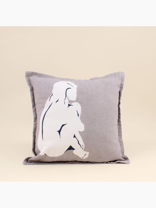 Coussin imprimé femme gris 40x40cm - Kiabi