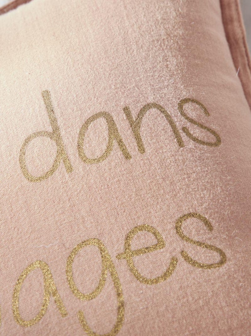 Coussin imprimé gaze de coton LA TETE DANS LES NUAGES Rose - Kiabi