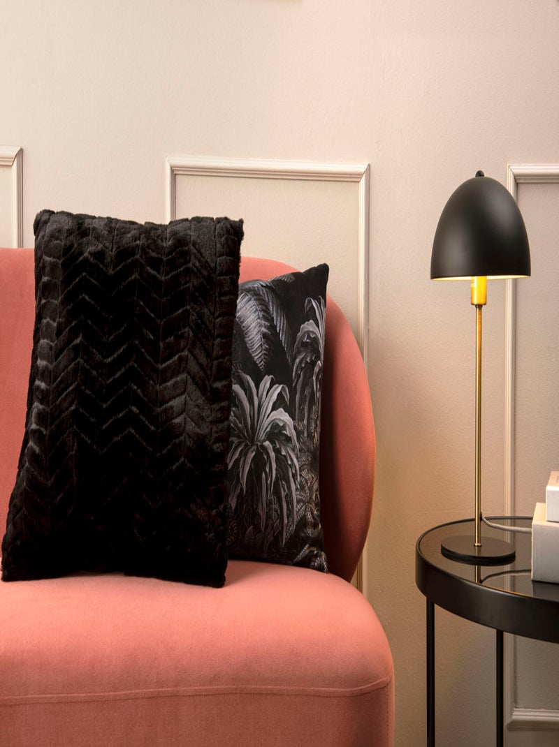 Coussin imprimé jungle effet velours Noir - Kiabi