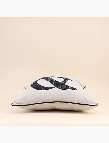 Coussin imprimé "&" noir et beige 45x45cm