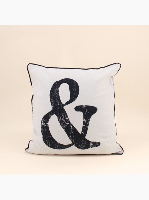 Coussin imprimé "&" noir et beige 45x45cm - Kiabi
