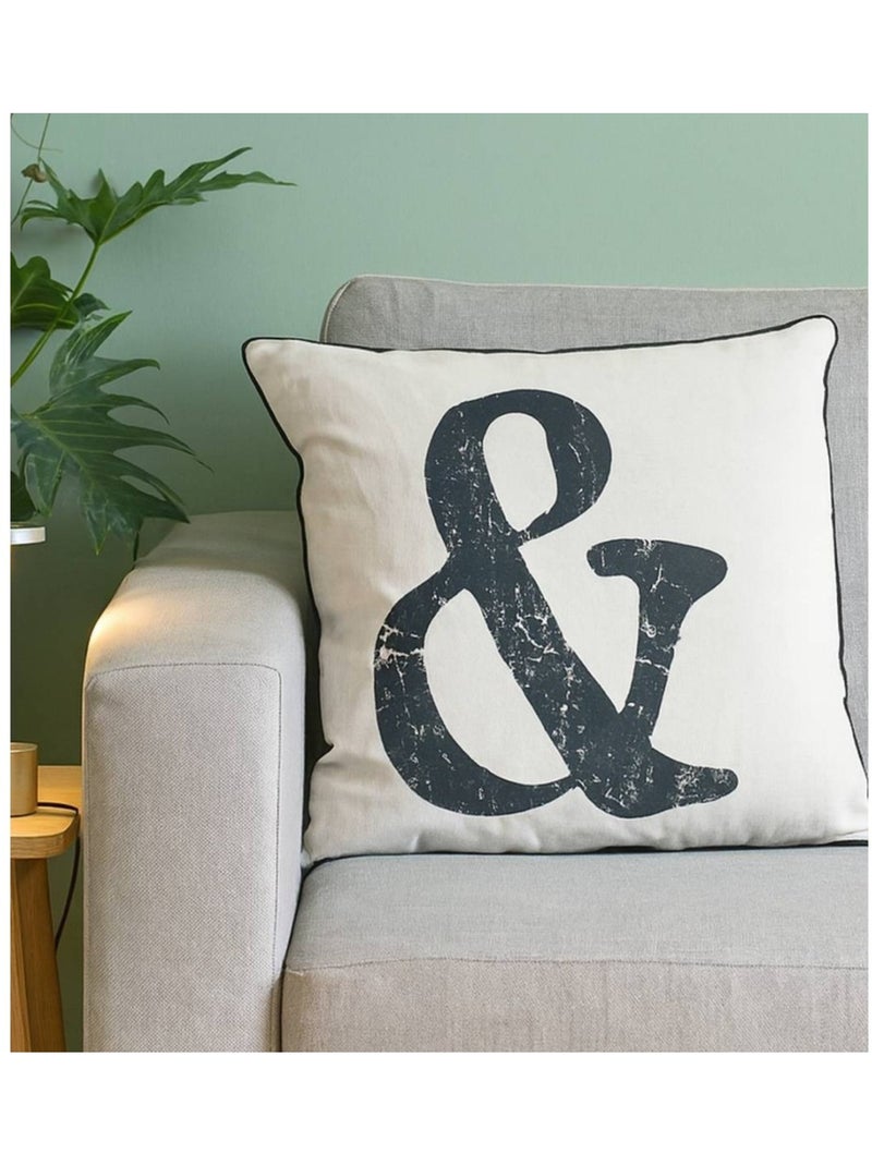 Coussin imprimé "&" noir et beige 45x45cm Beige - Kiabi