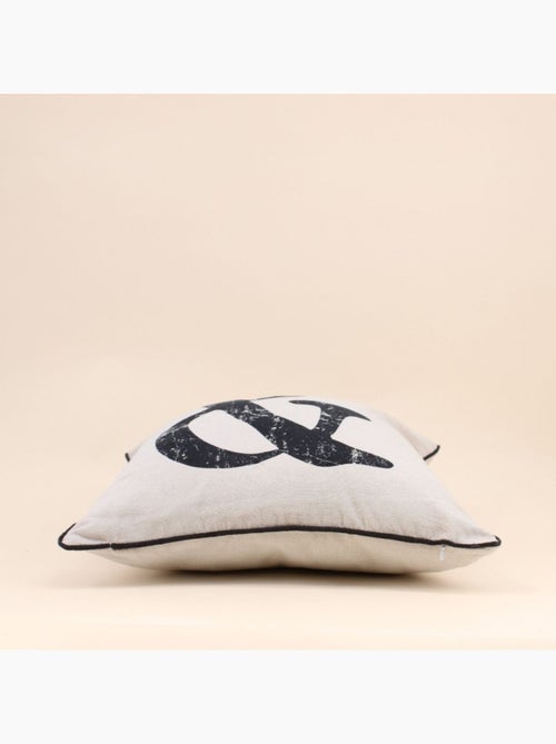 Coussin imprimé "&" noir et beige 45x45cm - Kiabi