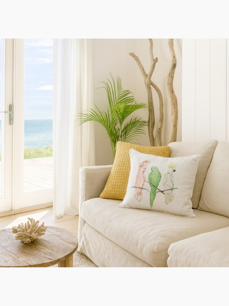 Coussin imprimé perroquet 40cm Blanc - Kiabi