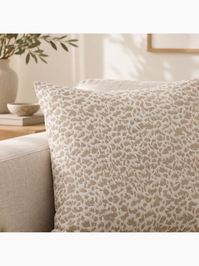 Coussin jacquard abstrait texturé style naturel Beige - Kiabi