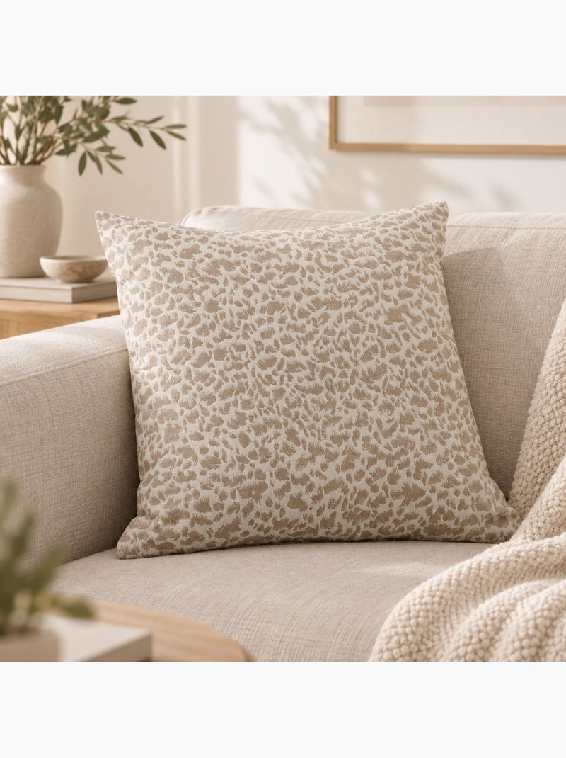 Coussin jacquard abstrait texturé style naturel Beige - Kiabi