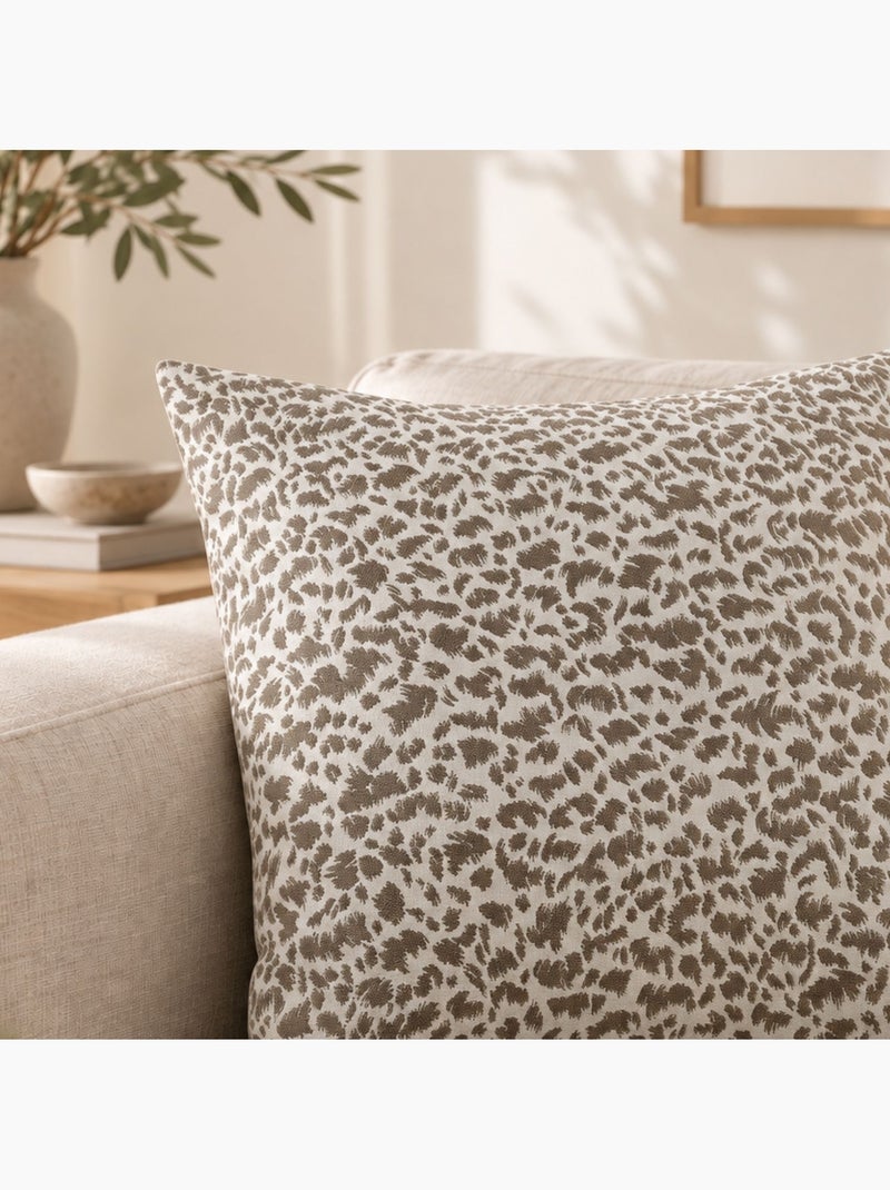 Coussin jacquard abstrait texturé style naturel Taupe - Kiabi