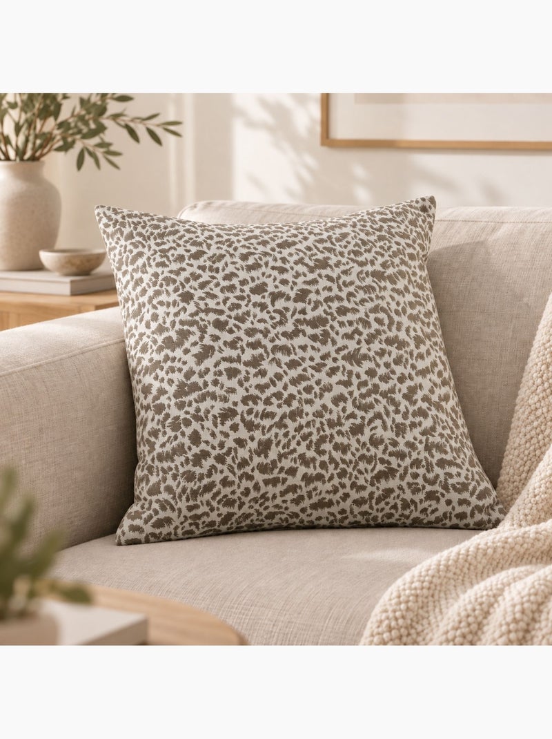Coussin jacquard abstrait texturé style naturel Taupe - Kiabi