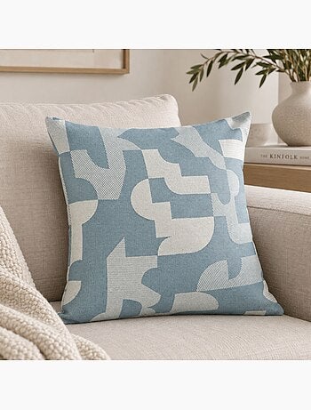 Coussin jacquard géométrique texturé rétro