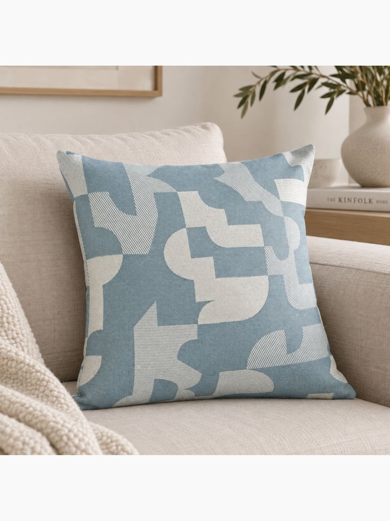 Coussin jacquard géométrique texturé rétro Bleu - Kiabi