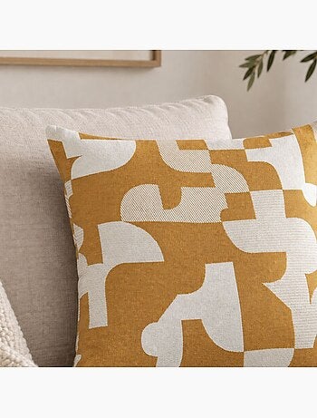 Coussin jacquard géométrique texturé rétro