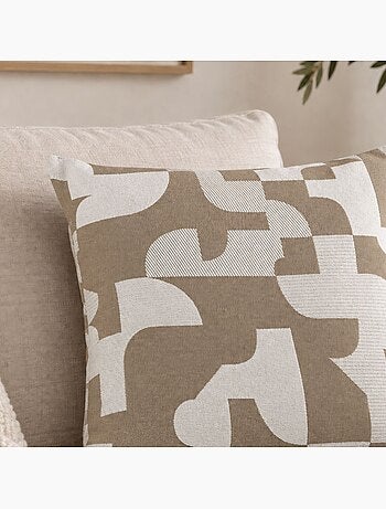 Coussin jacquard géométrique texturé rétro