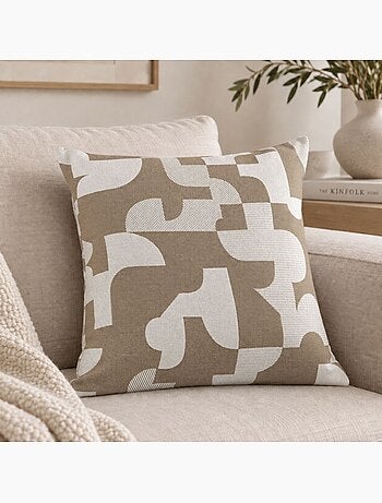 Coussin jacquard géométrique texturé rétro