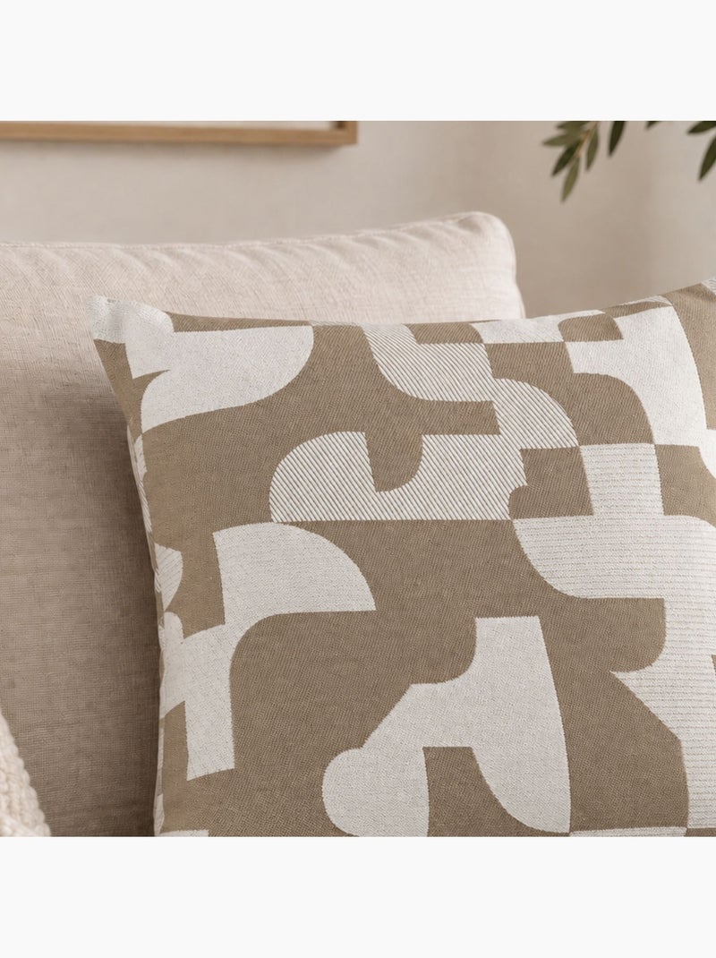 Coussin jacquard géométrique texturé rétro Taupe - Kiabi